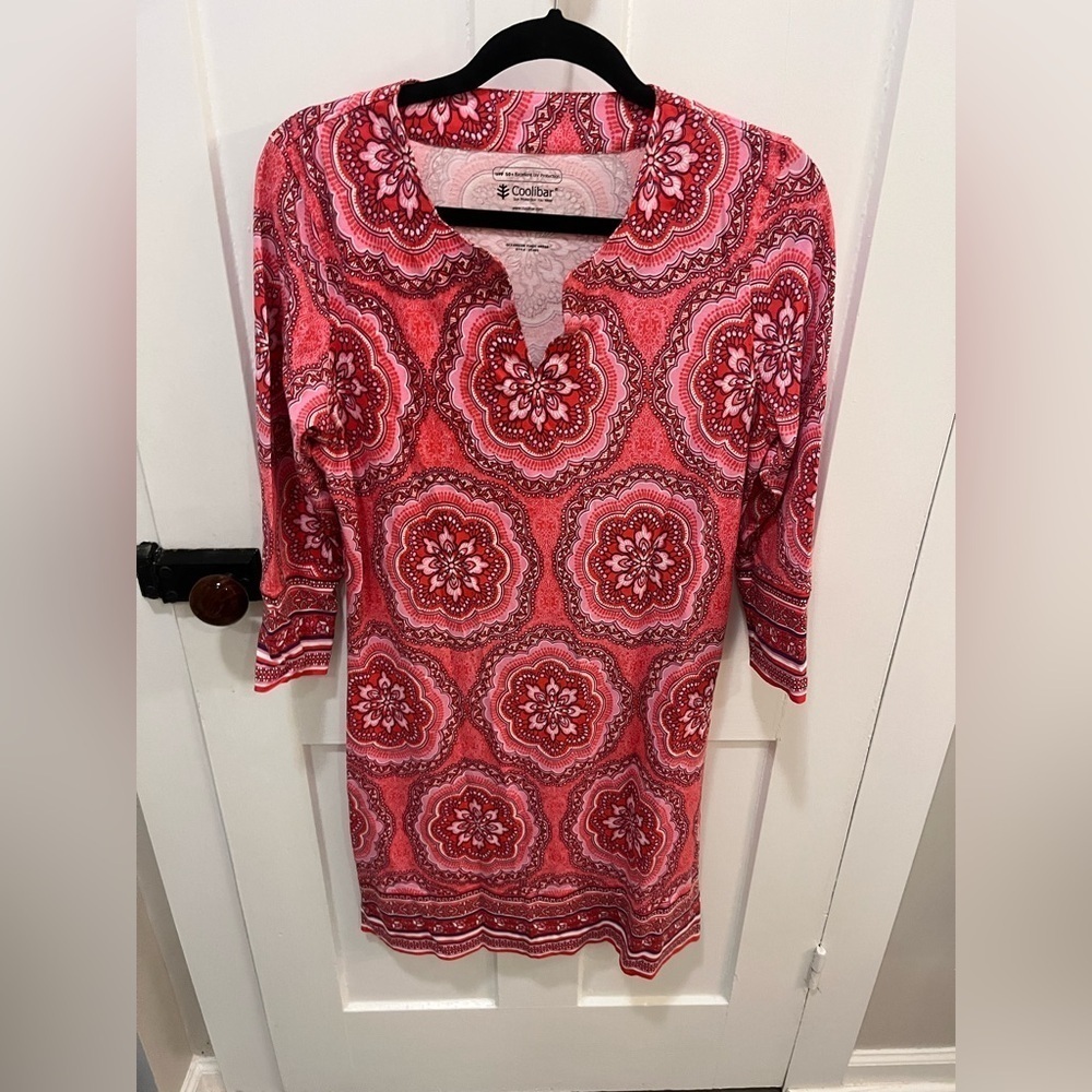 Coolibar Oceanside Tunic Dress Pink UV Sun Protection Medium